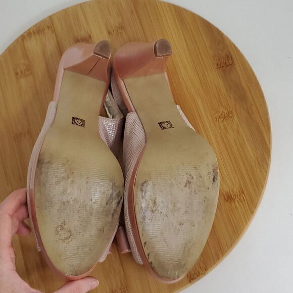Anne Klein High Heel Shoes Akeuropa Pink Peep Toe Bow Slingback Size 9 M - Picture 11 of 11